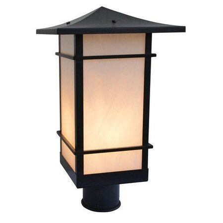 Arroyo Craftsman 9" Katsura Post Mount With Toshi Overlay, Antique Copper, Off White Glass KAP-9TSOF-AC
